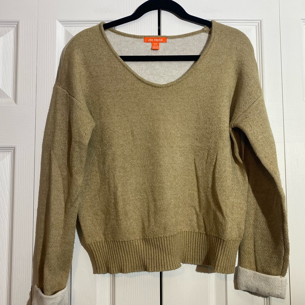 Joe Fresh Tan Women's Scoop Neck Sweater